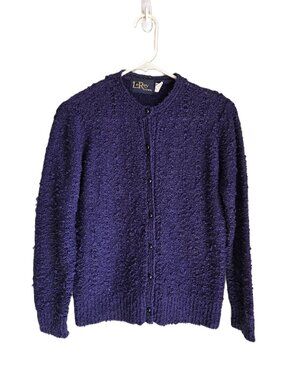 LeRoy Knitwear Vintage Grandmacore Button Up Cardigan Dark Navy Women's M